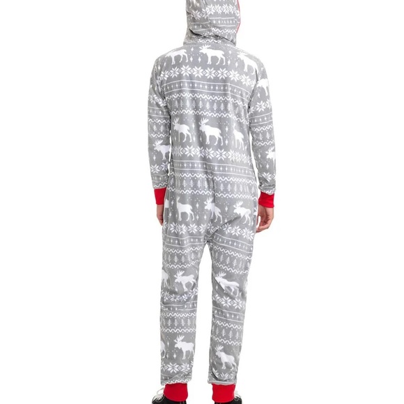 Tipsy Elves Gray and Red Men's Onesie - Picture 2 of 5